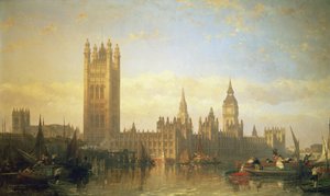 Nuovo Palazzo di Westminster dal Tamigi da David Roberts